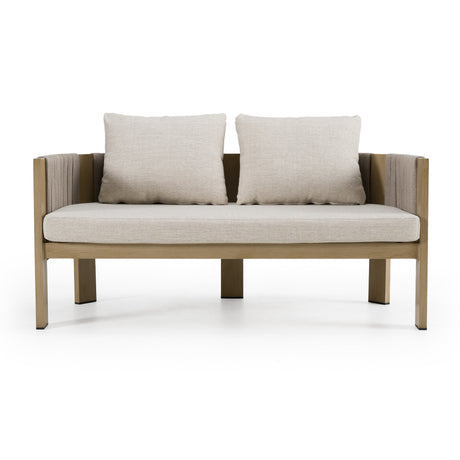Salvora - Outdoor Beige Fabric & Grey Rope Loveseat - View Image 1
