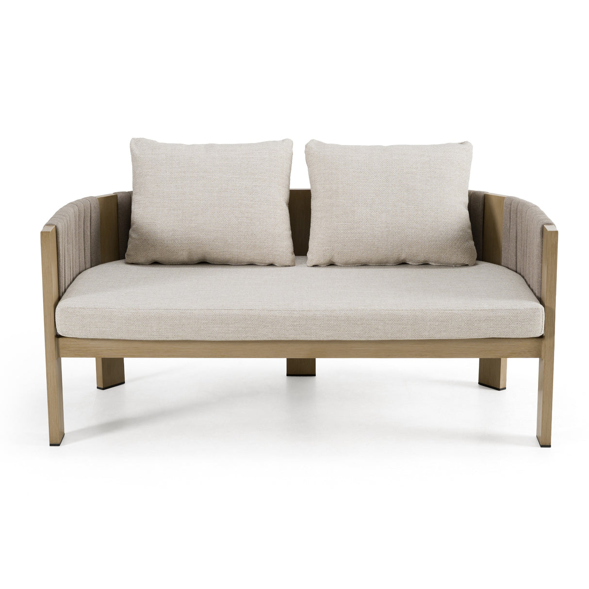 Salvora - Outdoor Beige Fabric & Grey Rope Loveseat - View Image 1