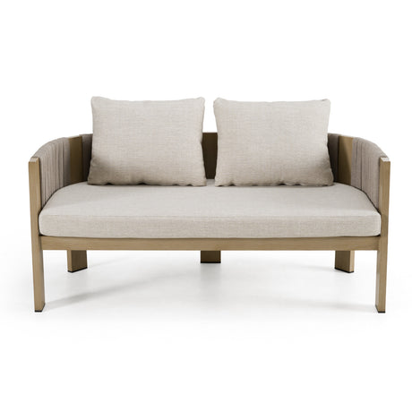 Salvora - Outdoor Beige Fabric & Grey Rope Loveseat - View Image 1