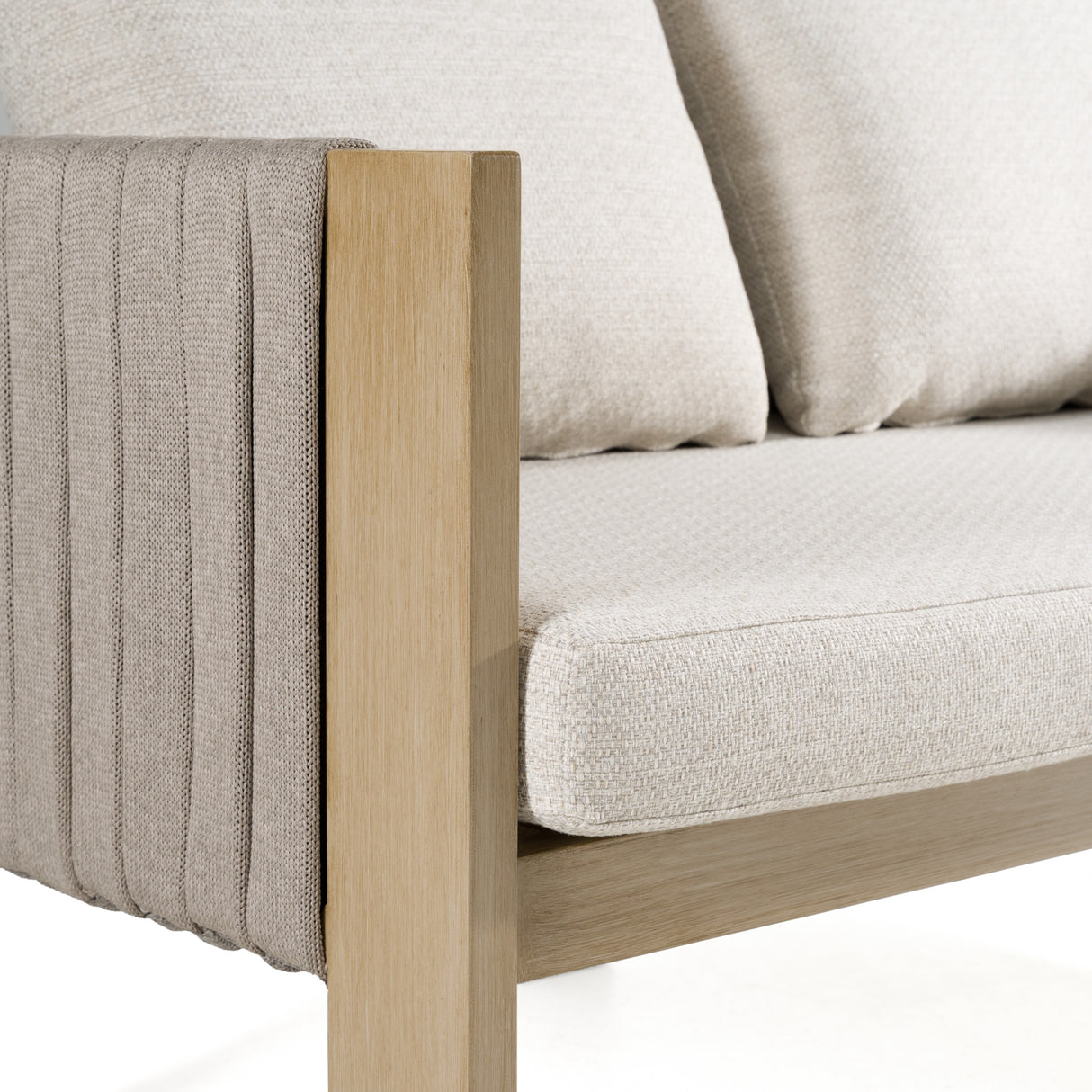 Salvora - Outdoor Beige Fabric & Grey Rope Loveseat - View Image 1