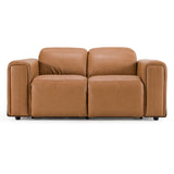 Sandstone - Modern Brown Leather Loveseat w/ 2 Electric Recliners - View Image 1
