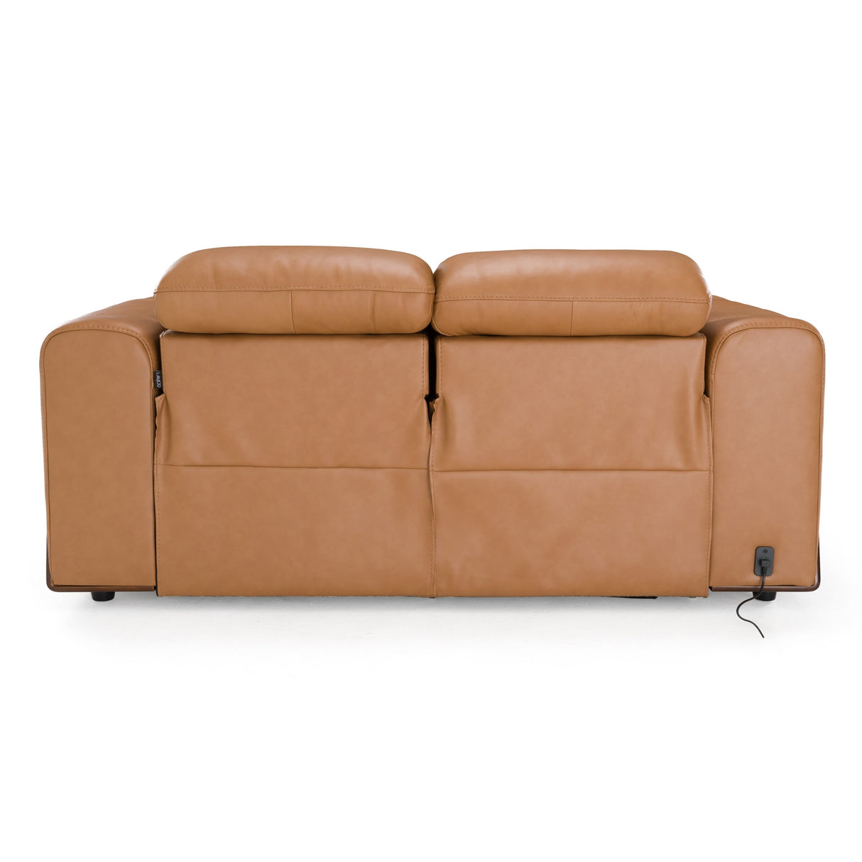 Sandstone - Modern Brown Leather Loveseat w/ 2 Electric Recliners - View Image 1
