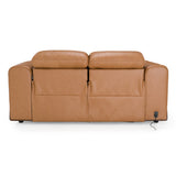 Sandstone - Modern Brown Leather Loveseat w/ 2 Electric Recliners - View Image 1