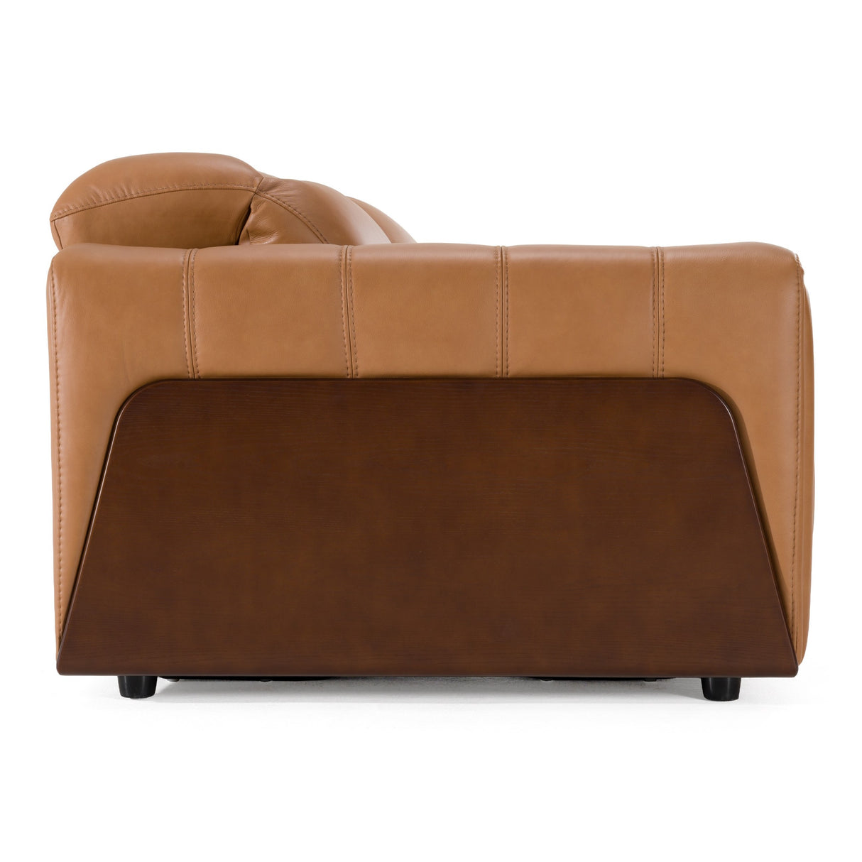 Sandstone - Modern Brown Leather Loveseat w/ 2 Electric Recliners - View Image 1