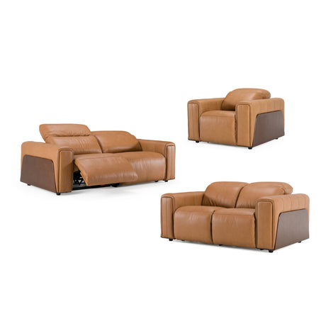 Sandstone Modern Brown Leather Sofa Set with Electric Recliners – VIG Furniture - sold by Home Elegance USA