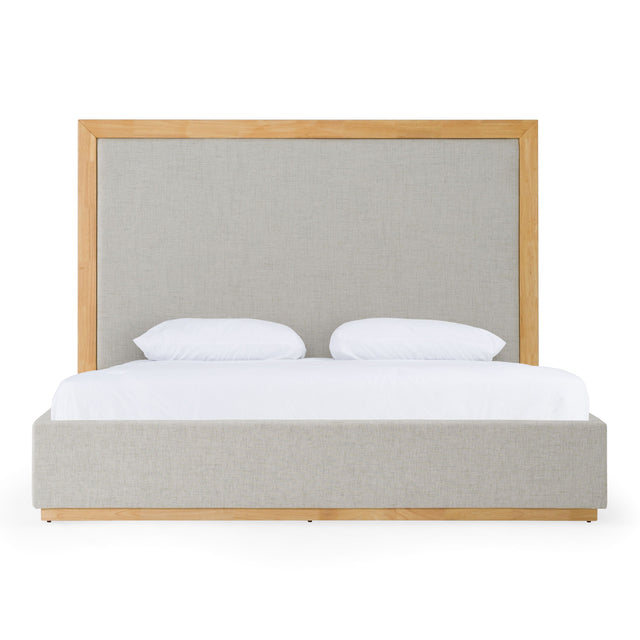Eastern King Santa Barbara - Modern Grey Fabric + Natural Bed