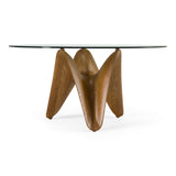 Modrest Seguin - Round Glass + Walnut Dining Table