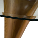 Modrest Seguin - Round Glass + Walnut Dining Table