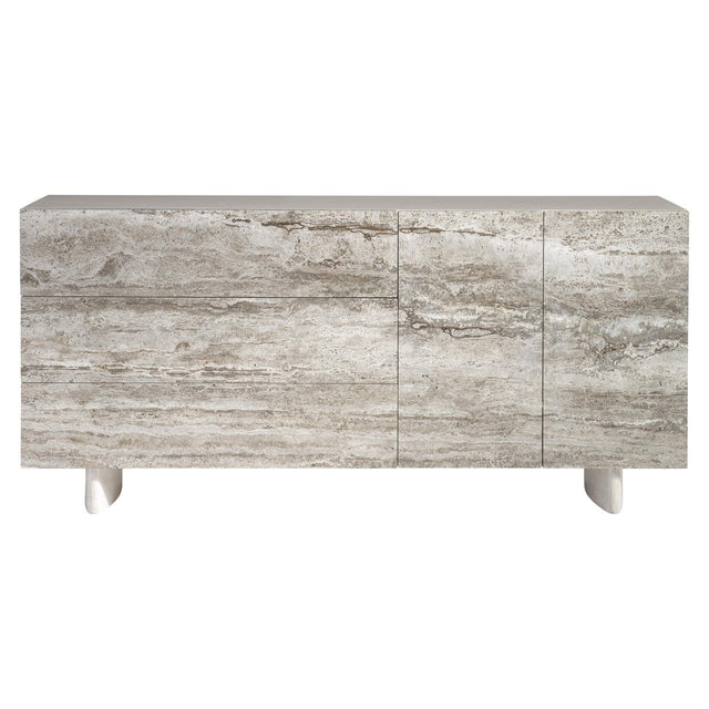 Sereno Buffet Silver Travertine 329132 Bernhardt Closed Front View