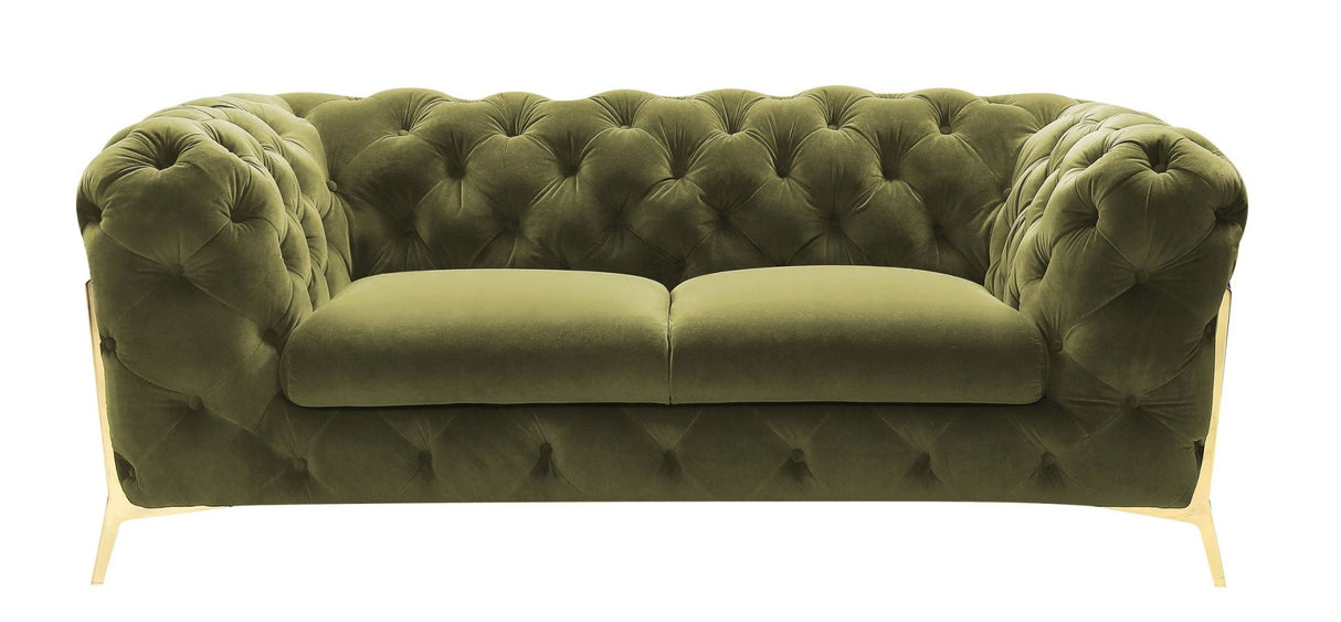 Divani Casa Sheila - Transitional Green Fabric Loveseat | Home Elegance USA