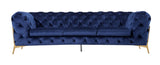 Divani Casa Sheila - Transitional Dark Blue Fabric Sofa | Home Elegance USA