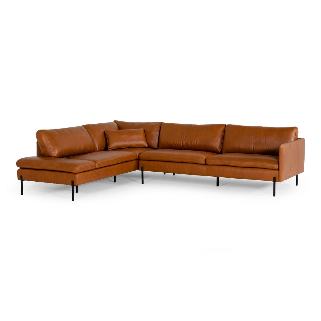Divani Casa Sherry Modern Cognac Laf Chaise Leather Sectional Sofa Vgkkkf.1061Z-Cgn-Laf-Sect