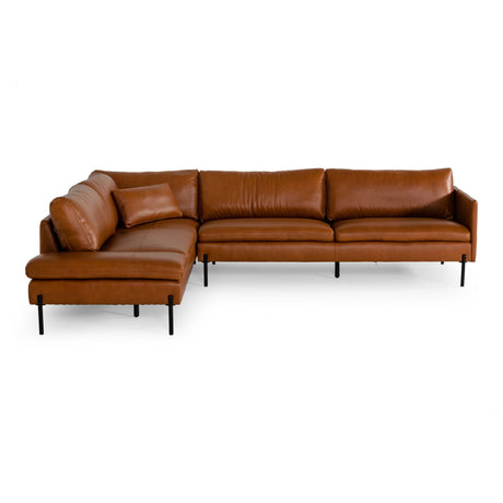 Divani Casa Sherry Modern Cognac Laf Chaise Leather Sectional Sofa Vgkkkf.1061Z-Cgn-Laf-Sect