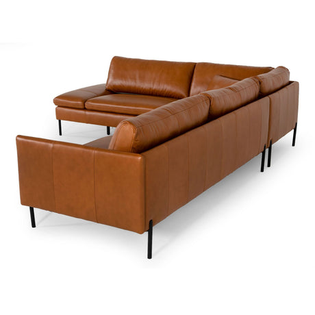 Divani Casa Sherry Modern Cognac Laf Chaise Leather Sectional Sofa Vgkkkf.1061Z-Cgn-Laf-Sect
