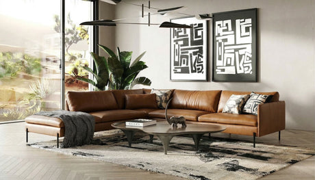 Divani Casa Sherry Modern Cognac Laf Chaise Leather Sectional Sofa Vgkkkf.1061Z-Cgn-Laf-Sect