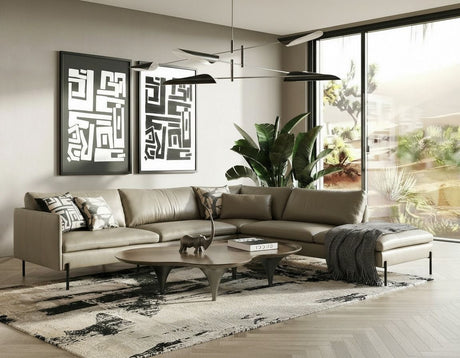 Divani Casa Sherry - Modern Grey Leather Right Facing Sectional Sofa