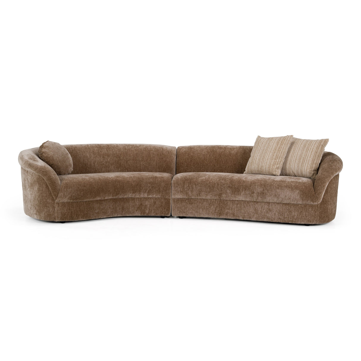 Sheth - Modern Brown Fabric Curved Sectional Sofa - View Image 1