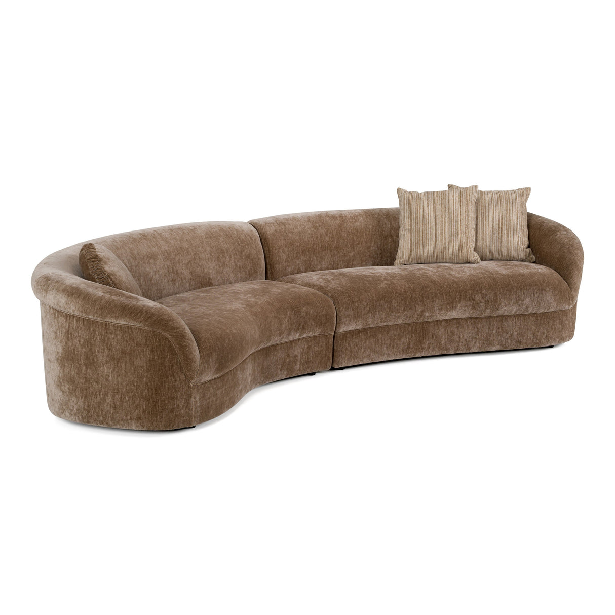 Sheth - Modern Brown Fabric Curved Sectional Sofa - View Image 1