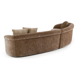Sheth - Modern Brown Fabric Curved Sectional Sofa - View Image 1