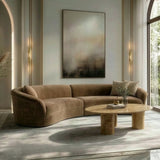 Sheth - Modern Brown Fabric Curved Sectional Sofa - View Image 1
