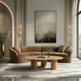 Sheth - Modern Brown Fabric Curved Sectional Sofa - View Image 1