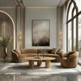 Sheth - Modern Brown Fabric Curved Sectional Sofa - View Image 1