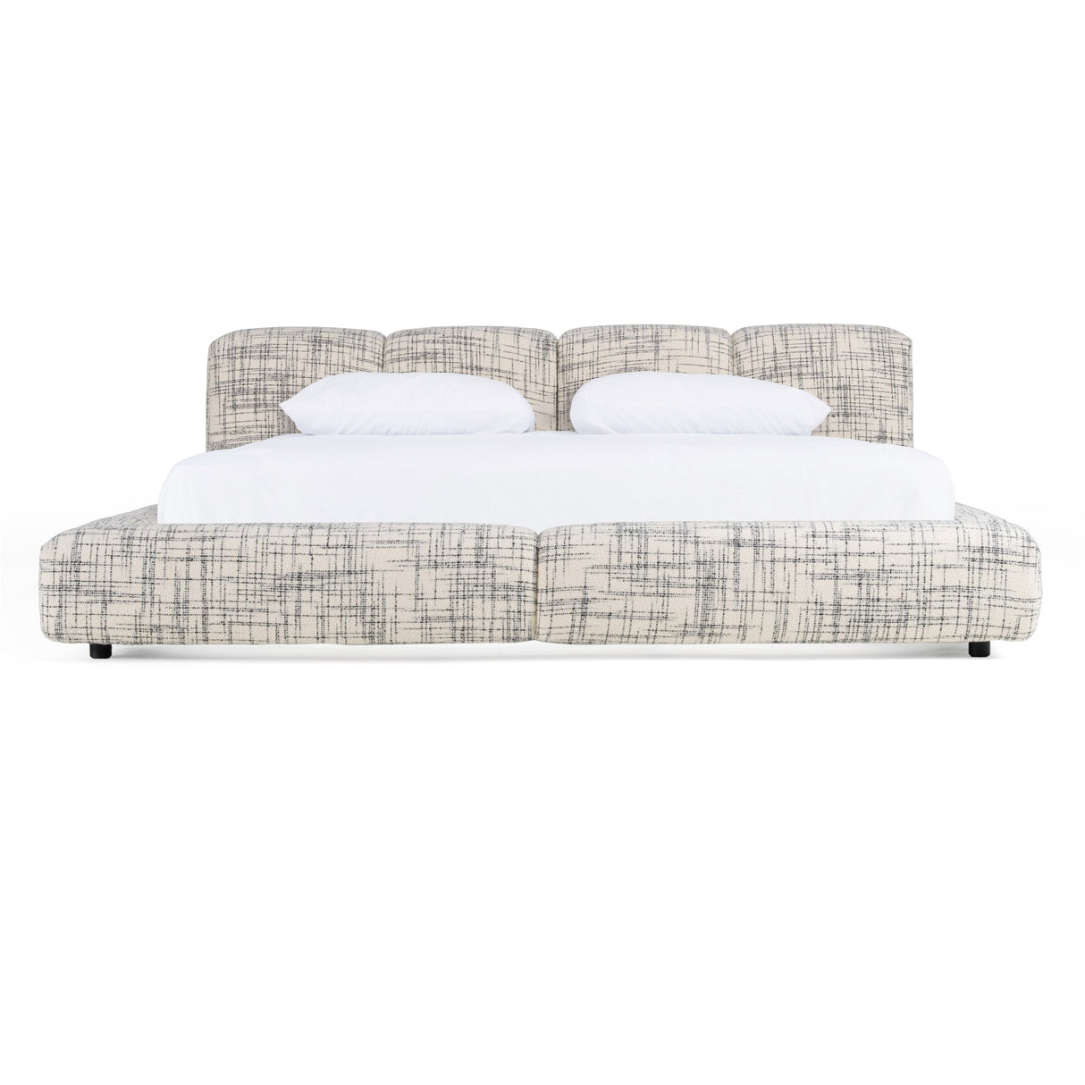 Eastern King Shiloh - Modern Off-White + Black Fabric Bed - View Image 1