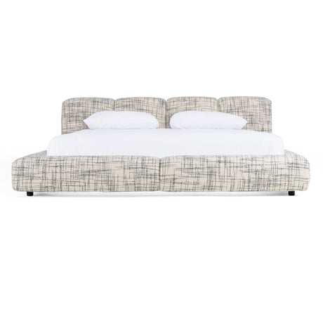 Eastern King Shiloh - Modern Off-White + Black Fabric Bed - View Image 1