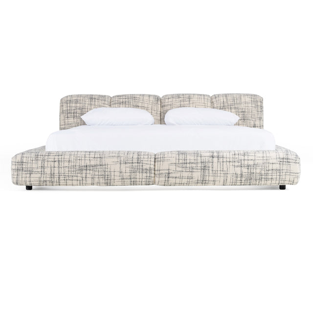 Eastern King Shiloh - Modern Off-White + Black Fabric Bed - View Image 1