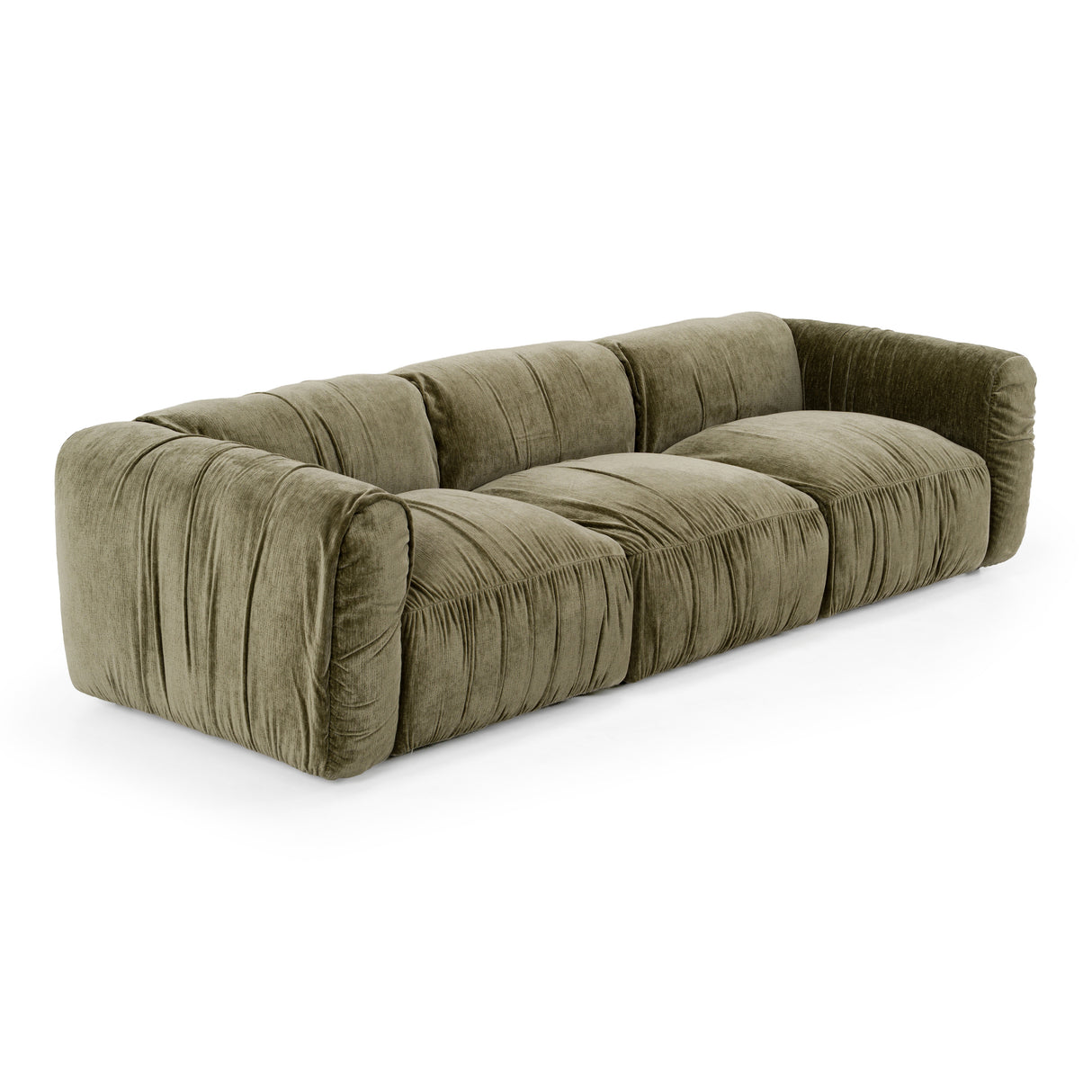 Siegal - Modern Olive Green Fabric Sofa - View Image 1