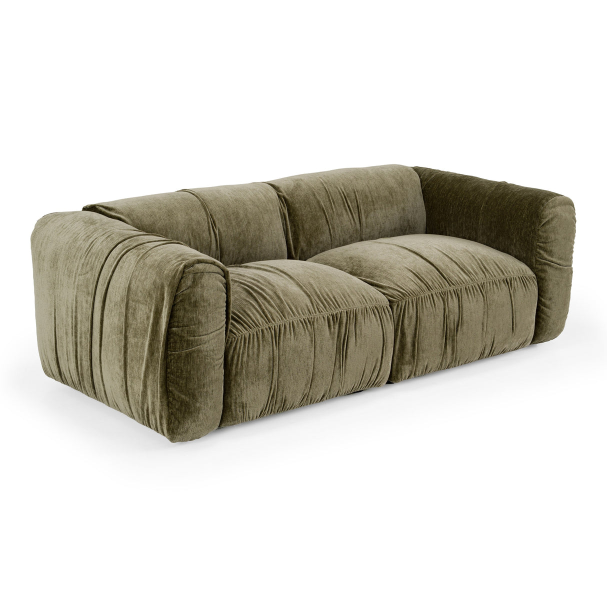 Siegal - Modern Olive Green Fabric Loveseat Sofa - View Image 1
