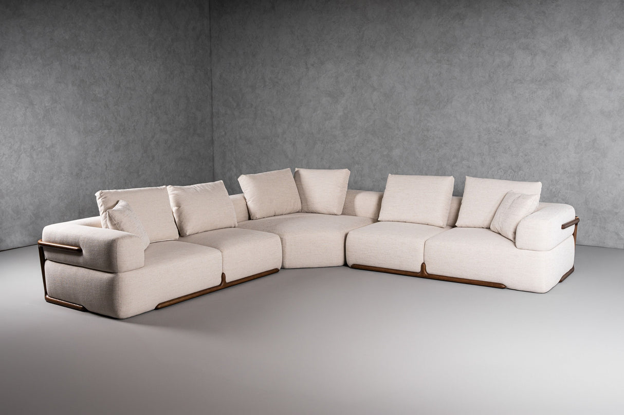 Divani Casa Simone - Modern Off-White Fabric Sectional Sofa - Home Elegance USA
