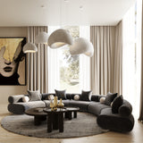 Simpson - Contemporary Dark Grey Fabric Curved Modular Sectional Sofa with Throw Pillows-5-Piece Sectional - View Image 1