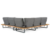 Skaros - Outdoor Grey Olefin Fabric + Eucalyptus Sectional Sofa + Coffee Table Set - View Image 1