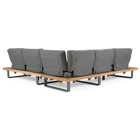 Skaros - Outdoor Grey Olefin Fabric + Eucalyptus Sectional Sofa + Coffee Table Set - View Image 1