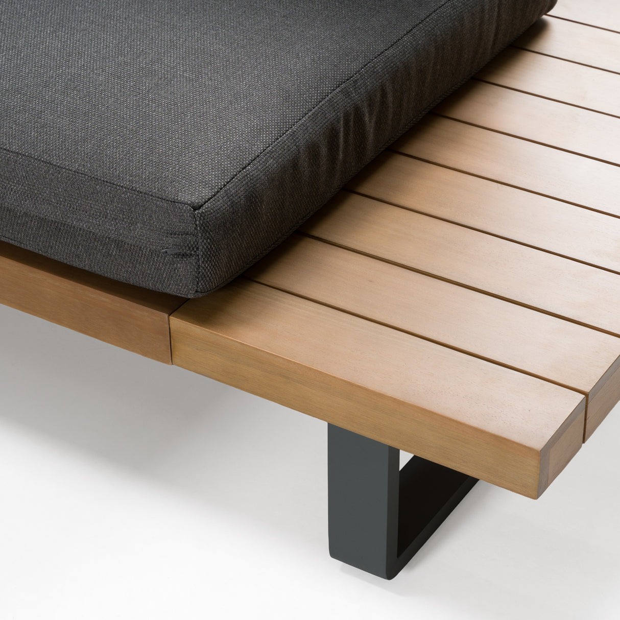 Skaros - Outdoor Grey Olefin Fabric + Eucalyptus Sectional Sofa + Coffee Table Set - View Image 1