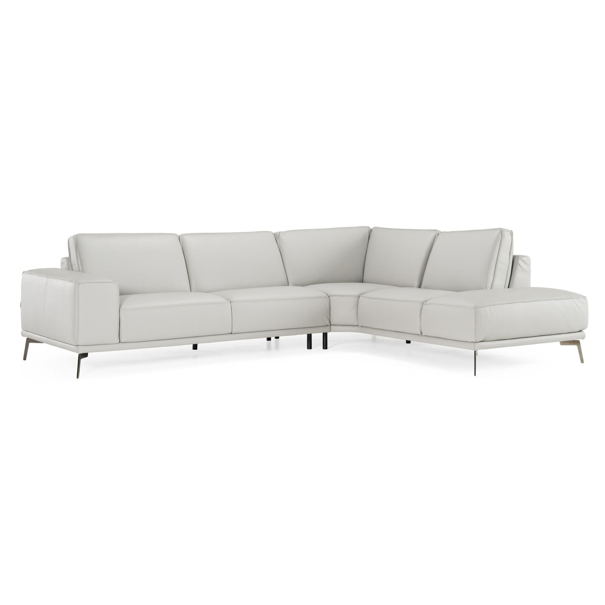 Soho Italian Right-Facing Light Grey Nirvana Leather Sectional Sofa – VIG Furniture