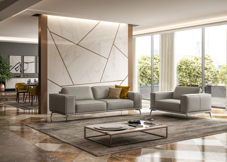 Soho - Contemporary Italian Light Grey Leather Sofa - View Image 1