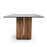 Solvang - Contemporary - Grey Glass + Walnut Rectangular Dining Table - View Image 1