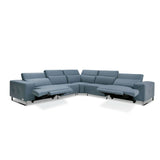 Lamod Italia Sorrento - Italian Steel Blue Leather Sectional with 2 Recliners