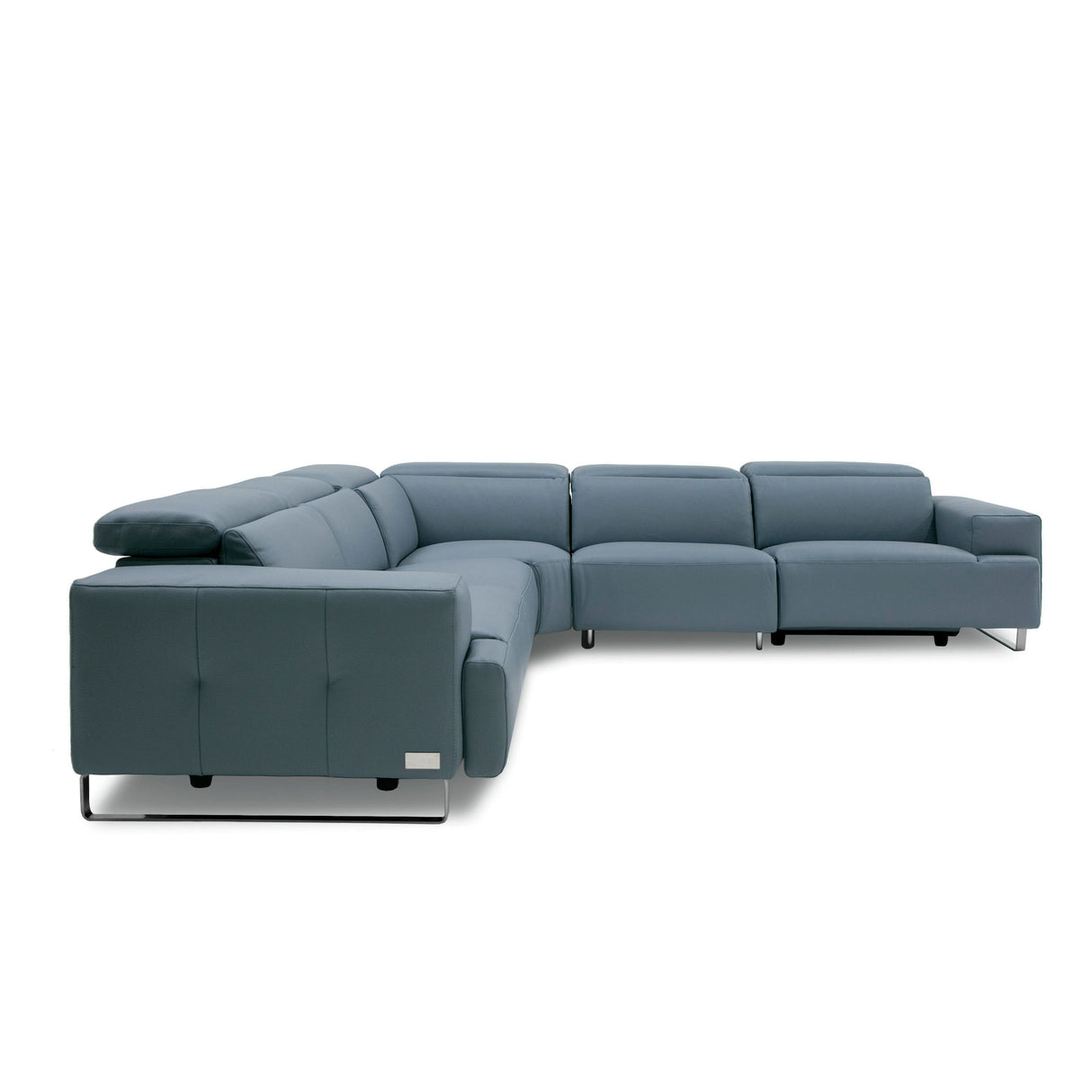 Lamod Italia Sorrento - Italian Steel Blue Leather Sectional with 2 Recliners