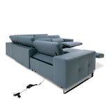 Lamod Italia Sorrento - Italian Steel Blue Leather Sectional with 2 Recliners