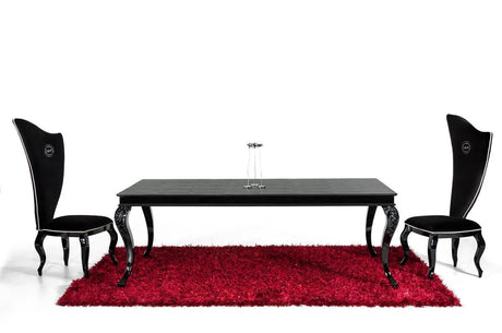 A&X Sovereign Transitional Black Crocodile Dining Table WBlack Gloss Legs Vgunrc830 - 220 - Blk - VGUNRC830 - 220 - BLK - Home Elegance USA - 3