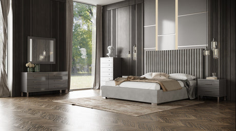 Splendor - Silver + Grey Velvet Upholstered King Platform Bed - View Image 1