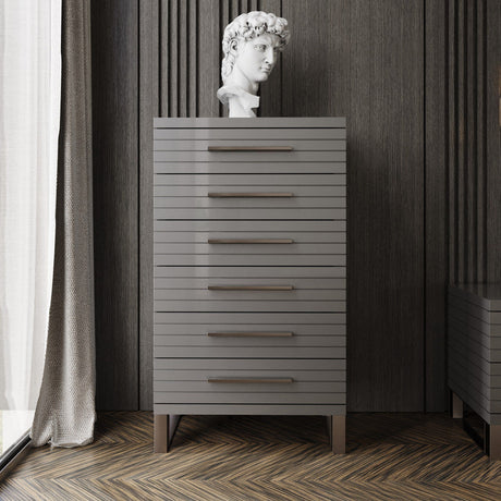 Modrest Splendor - Grey High Gloss Slatted Chest