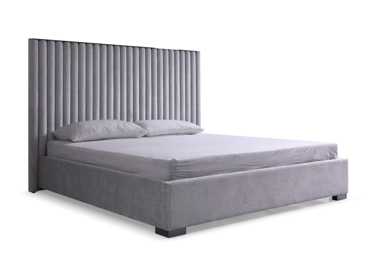 Splendor - Silver + Grey Velvet Upholstered King Platform Bed - View Image 1