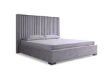 Eastern King Splendor - Silver & Grey Velvet Upholstered Platform Bed Set