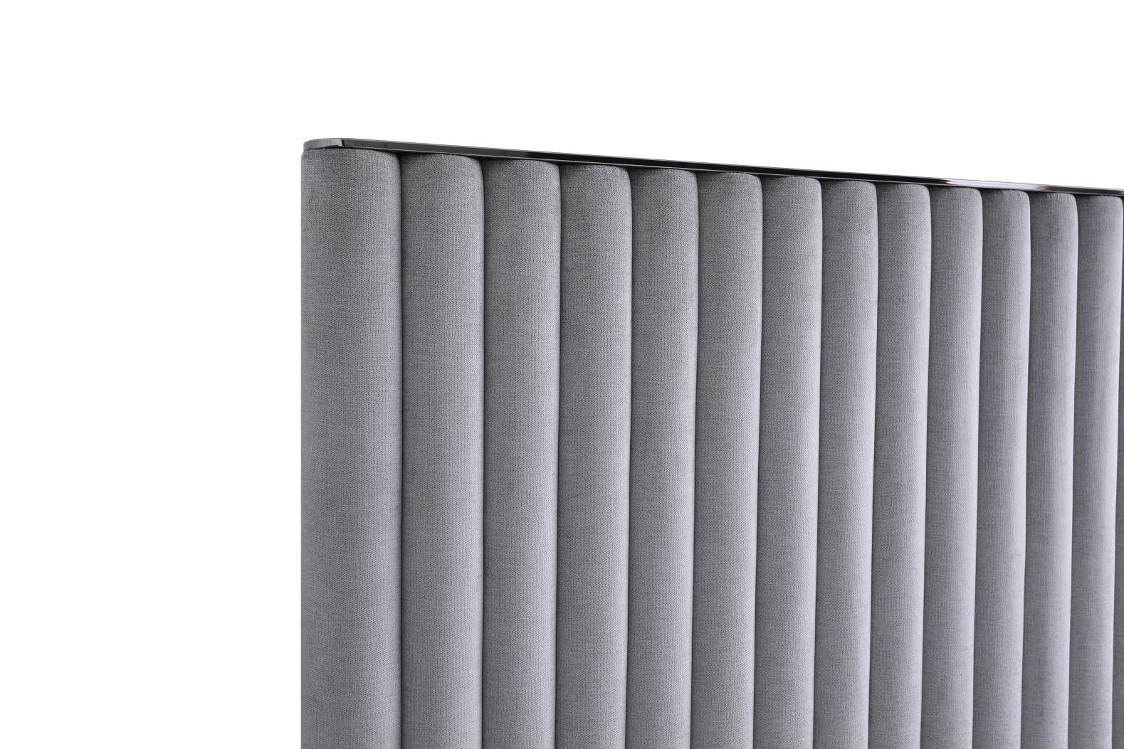 Modrest Splendor Silver & Grey Velvet Upholstered Platform Bed Set - Thumbnail 4