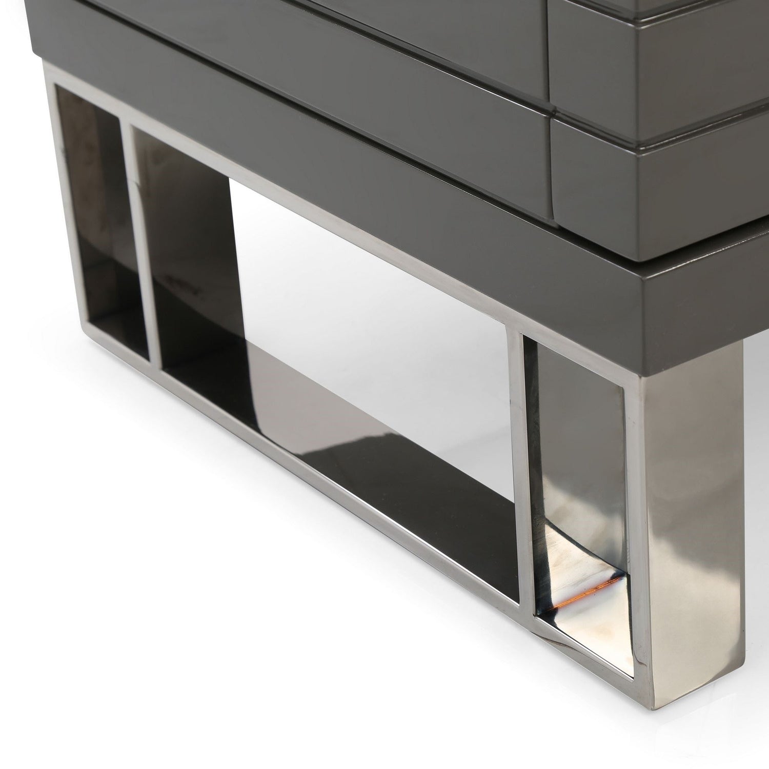 Modrest Splendor - Grey High Gloss Slatted Nightstand