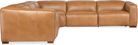 Fresco 5-Seat Power Reclining Sectional Zen Caramel Leather – Hooker Furniture (3-PWR) - sold by Home Elegance USA